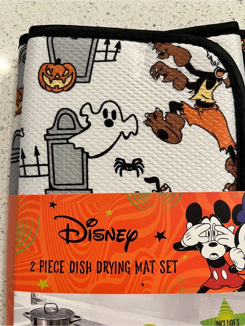 Adorable Disney Fab 5 Halloween dish drying mat set